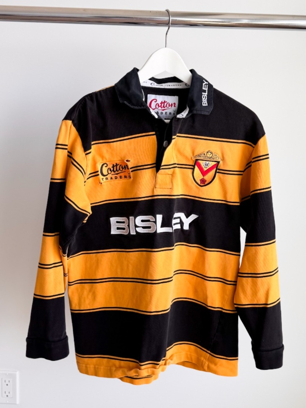Vtg Newport RFC Rugby Shirt Black Gold M- DISTRESSED / AS-IS - Read Description
